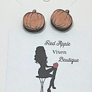 Wooden Pumpkin Earrings
